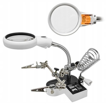 TRZECIA RĘKA UCHWYT LUTOWNICZY PCB LUPA LED RT0180