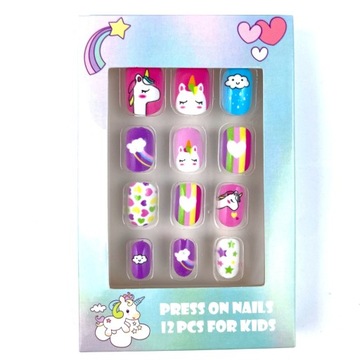 Красочные самоклеящиеся ногти. Типсы для ногтей Единорог.