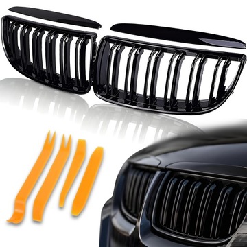 GRILL NERKI BMW E90 E91 05-08 Czarny Połysk Czarne PRZEDLIFT M PAKIET M3