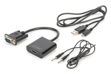 Конвертер/адаптер аудио-видео VGA в HDMI, 1080p,