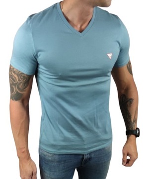 T-shirt błękitny v-neck Guess M2YI32 J1314 G7CZ BLUE SLIM FIT - XXL