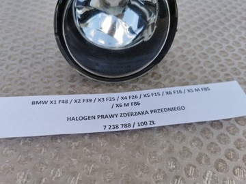 BMW X1 F48 X2 F39 X3 F25 X5 F15 HALOGEN PRAVÝ NÁRAZNÍKU PŘEDNÍHO 7238788