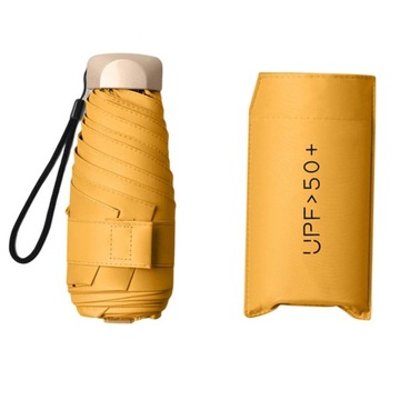 Compact Rain Cover Travel Sunshade Umbrella Yellow