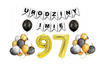 Zestaw na 97 Urodziny Balony Baner Dowolne Imię