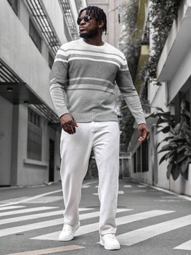 Manfinity Homme męski klasyczny luźny sweter w pasy 4XL