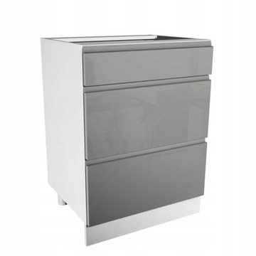 Szafka 3 szuflady ASPEN 2 D60S3 Szary Połysk Grey
