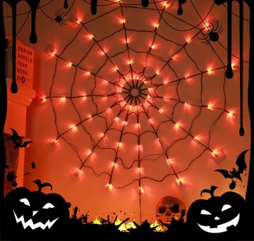 SPIDER WEB 70 СВЕТОДИОДНОЕ ИСКУССТВЕННОЕ ОСВЕЩЕНИЕ ДЛЯ ХЭЛЛОУИНА ОРАНЖЕВОЕ