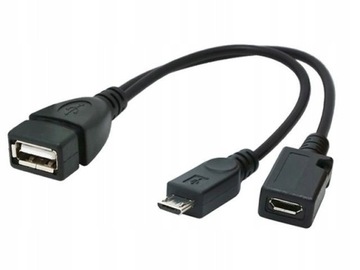 KABEL OTG 2x micro USB -USB 15cm zasilanie adapter