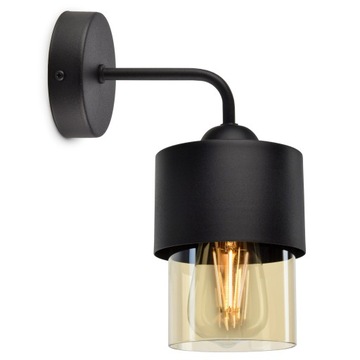 Lampa Ścienna Kinkiet Klosz Metal Szkło Miód LED