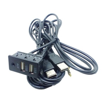 Czarne gniazdo USB AUX + przedłużacz