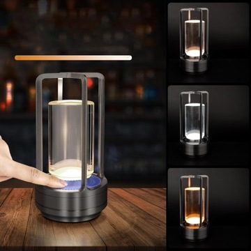 Беспроводная светодиодная настольная лампа с сенсорным затемнением и металлическим каркасом премиум-класса