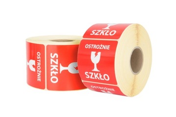 OSTROŻNIE SZKŁO naklejki | Etykiety 1000 szt. HIT