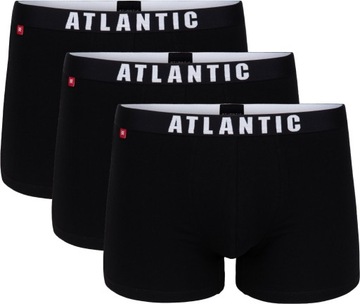 ATLANTIC SZORTY MĘSKIE BOKSERKI 3MH011 BAWEŁNA+ELASTAN CZARNE 3PAK *L*