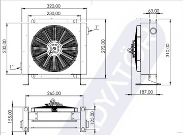 Охладитель гидравлического масла 100л/мин AC 380В с термостатом