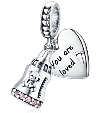 MD CHARMS butelka z misiem you're loved SREBRO 925