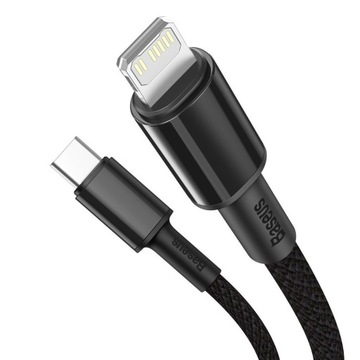 BASEUS SZYBKI KABEL USB-C Lightning MOCNY PRZEWÓD DO TELEFONU KOMPUTERA 1m