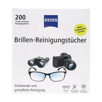 Biodegradowalne chusteczki do czyszczenia okularów Zeiss 200 sztuk