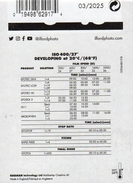 Ilford HP5 400 листов, пленка 4x5