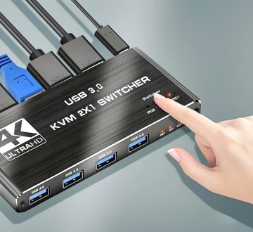 KVM-ПЕРЕКЛЮЧАТЕЛЬ HDMI 2.0 4xUSB 3.0 ПЕРЕКЛЮЧАТЕЛЬ 4K/60 Гц 2 КОМПЬЮТЕРА - 1 МОНИТОР