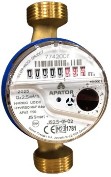 Wodomierz do zimnej wody DN20 3/4″ APATOR SMART+ Q3=4 m3/h, leg. 2024