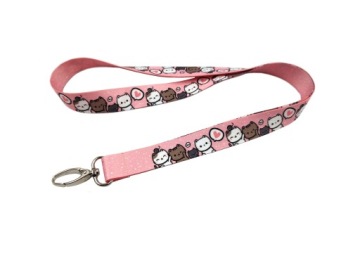 Женский ремешок для телефона розового цвета с изображением кошки