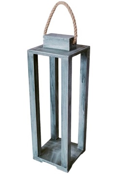 LAMPION DREWNIANY 55 CM ELEGANCKI SZARY DEKORACJA