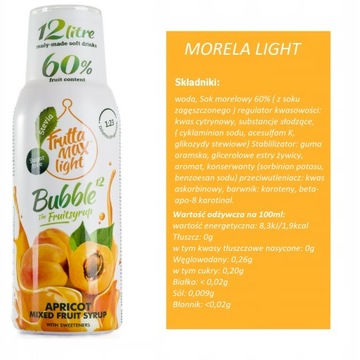 Fruttamax zestaw Cola, KIDS Bubble Gum, Morela Light 3x500 ml
