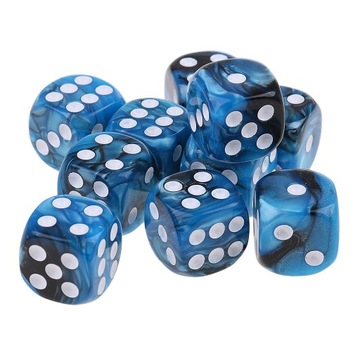 10x D6 Sześciostronne kości do gry stołowej 16 mm kompatybilne z dnd Blue Black