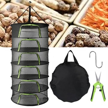 СУШИЛЬНАЯ СЕТКА ДЛЯ СУШКИ ГРИБОВ И ТРАВ 60СМ 6 ПОЛОК, СКЛАДНАЯ, ПОДВЕСНАЯ