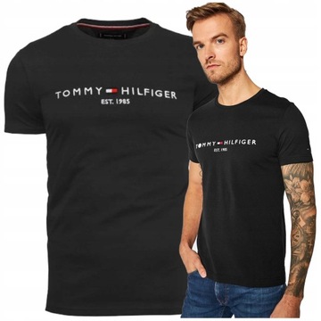 TOMMY HILFIGER koszulka meska tshirt meski est 1985 czarny WYSZCZUPLA r.M