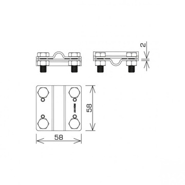 AN-04/OG/ КРЕСТОВОЙ СОЕДИНИТЕЛЬ МАЛЫЙ 2 ПЛАСТИНЫ - 4X M8 FI8/8 ГОРЯЧАЯ ОЦИНКОВКА