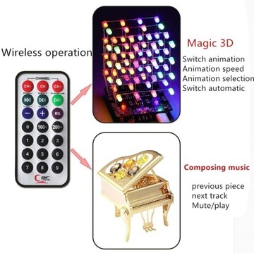 3D 4x4x4 CUBE 64 RGB Led с мелодией и набором для пайки с дистанционным управлением