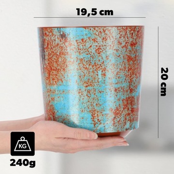 DONICZKA OSŁONKA NA DONICZKĘ KWIATY RDZAWA 19x20cm