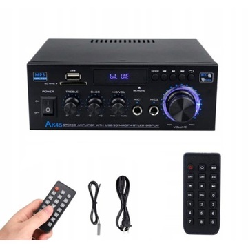 AMPLITUNER AK45 WZMACNIACZ HIFI STEREO SURROUND BLUETOOTH 5.0 USB 40W+PILOT