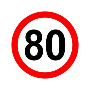 NAKLEJKA OGRANICZENIE PRĘDKOŚCI 80km ZNAK śr12 cm