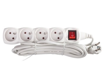 УДЛИНИТЕЛЬ ПИТАНИЯ ВЫКЛЮЧАТЕЛЬ ЗАЗЕМЛЕНИЯ 4 РОЗЕТКИ 5 м