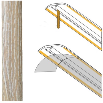 Listwa SAMOPRZYLEPNA Progowa Aluminiowa 37mm x 93cm, DĄB SCANDINAVIAN