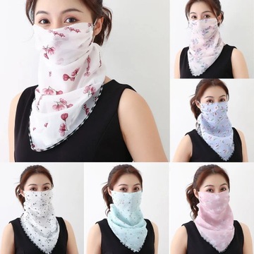 Fashion Face Cover Breathable Anti-Dust Sunscreen Neck Cover Women Chiffon