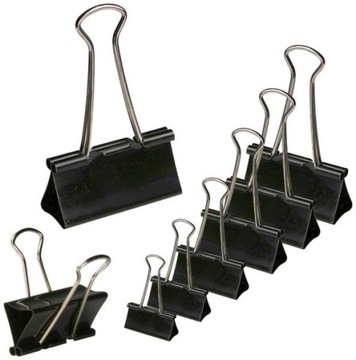 Klipsy biurowe spinacze 25 mm czarne 12 szt. żabki