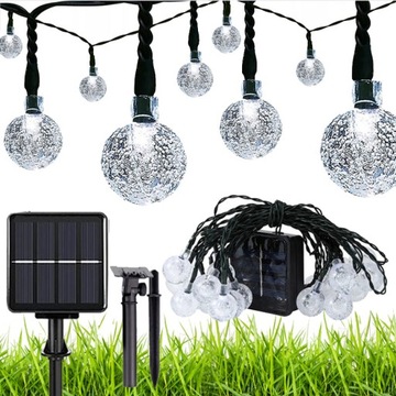 GIRLANDA OGRODOWA LAMPA SOLARNA 50LED 9,5M DUŻE ŻARÓWKI