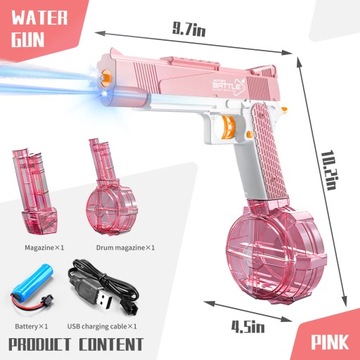 Electric high-capacity water gun, odcienie różu, 6 lat +