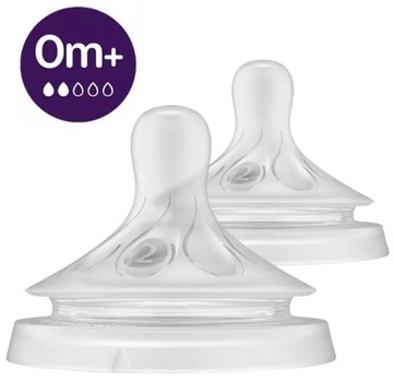 PHILIPS AVENT 2 SMOCZKI DO BUTELKI RESPONSYWNEJ NATURAL WOLNY PRZEPŁYW 0M+