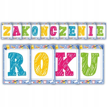 Dekoracja ozdoba ZAKOŃCZENIE ROKU girlanda A4 szkoła przedszkole