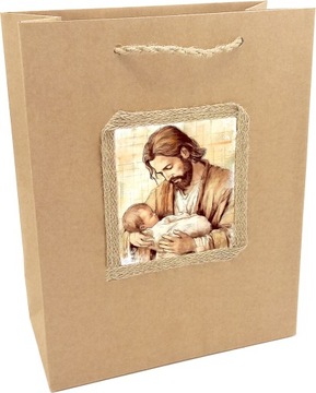 Torebka prezentowa zdobiona na Chrzest 34x24x10