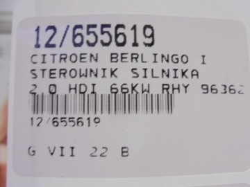 BERLINGO I JEDNOTKA 9636255480 2,0HDI 02814010138