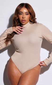 PRETTYLITTLETHING PRĄŻKOWANE BODY BEŻOWE 48 1EKE