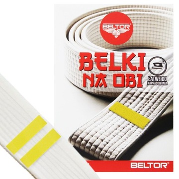 BELTOR BELKI NA OBI PAS DO KIMONA KARATE ŻÓŁTE ZESTAW KOMPLET 2 SZTUKI