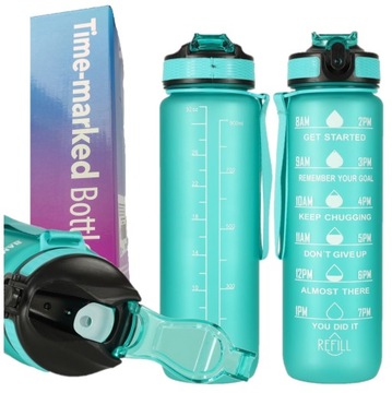 БУТЫЛКА ДЛЯ ВОДЫ СПОРТИВНАЯ БУТЫЛКА С МЕРКОЙ ДЛЯ ФИТНЕС-ЗАЛОВ 1Л