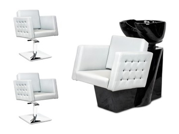 2 x Fotel Fryzjerski + Myjnia Fryzjerska CRISTAL