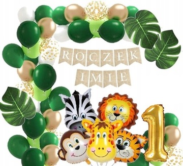 BALONY SAFARI zwierzątka ZOO baner ROCZEK imię